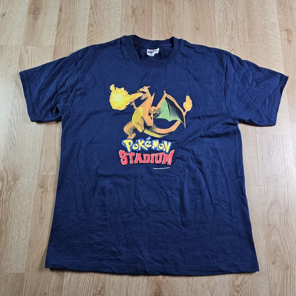 Vtg Pokemon Stadium Shirt Youth Xl Promo Charizard Nintendo 64 Power Y2k Mens S